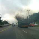 truck burning oil